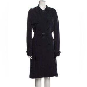 Joseph Navy Silk Trench Coat